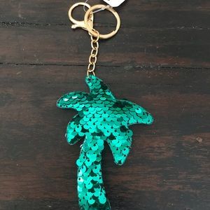 Set of 5 Green Palm Trees Keychain Clasp